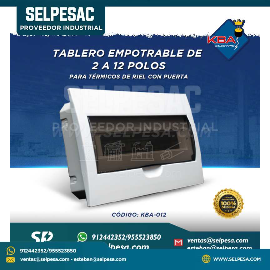 KBA - TABLERO EMPOTRABLE DE 2 A 12 POLOS PARA TÉRMICOS RIEL DIN CON PUERTA KBA-012