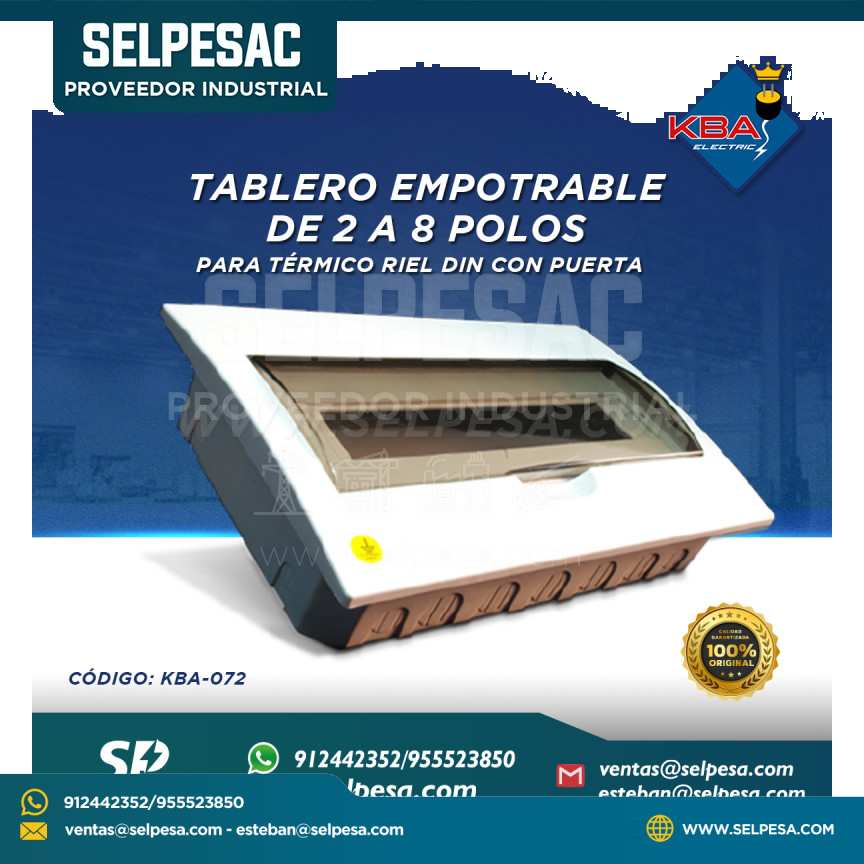 KBA - TABLERO EMPOTRABLE DE 2 A 18 POLOS PARA TÉRMICOS RIEL DIN CON PUERTA KBA-072