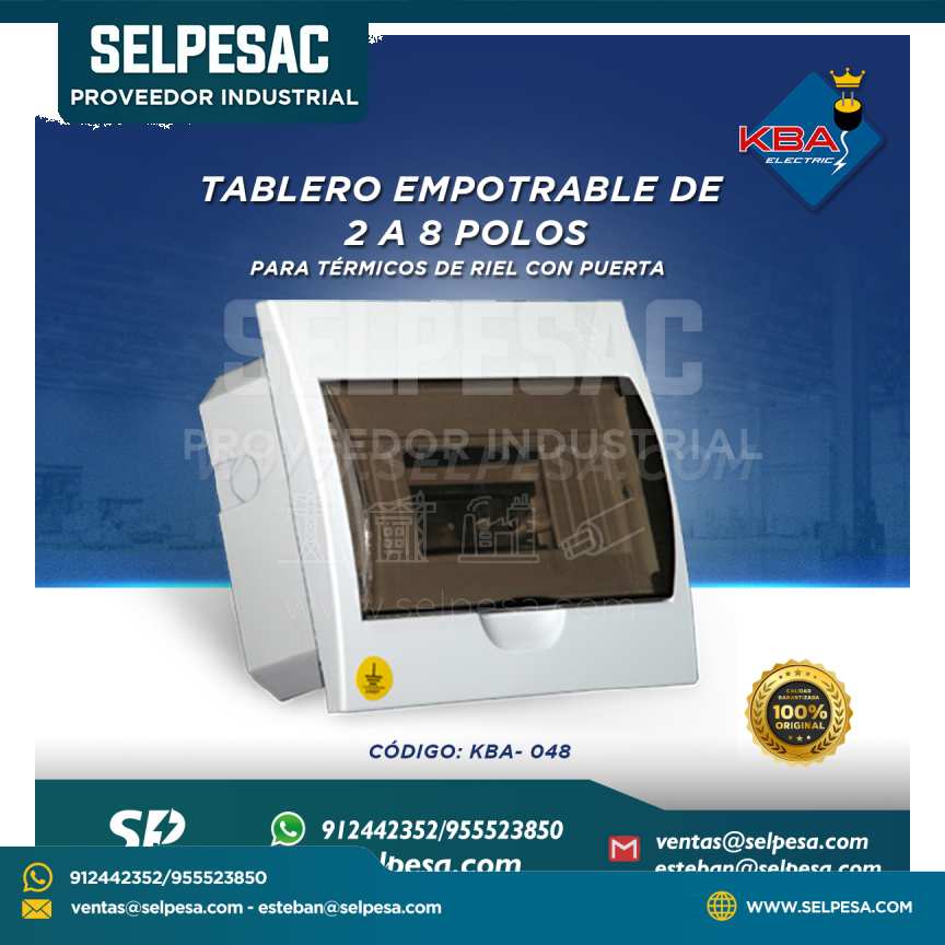 KBA - TABLERO EMPOTRABLE DE 2 A 8 POLOS PARA TÉRMICOS RIEL DIN CON PUERTA KBA-048