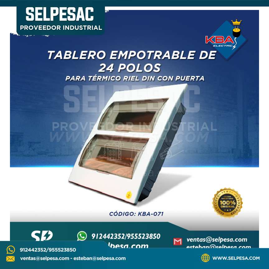 KBA - TABLERO ADOSABLE DE 24 POLOS EMPOTRABLE PARA TÉRMICOS RIEL DIN CON PUERTA KBA-071