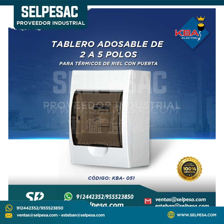 KBA - TABLERO ADOSABLE DE 2 A 5 POLOS PARA TÉRMICOS DE RIEL DIN CON PUERTA KBA-051