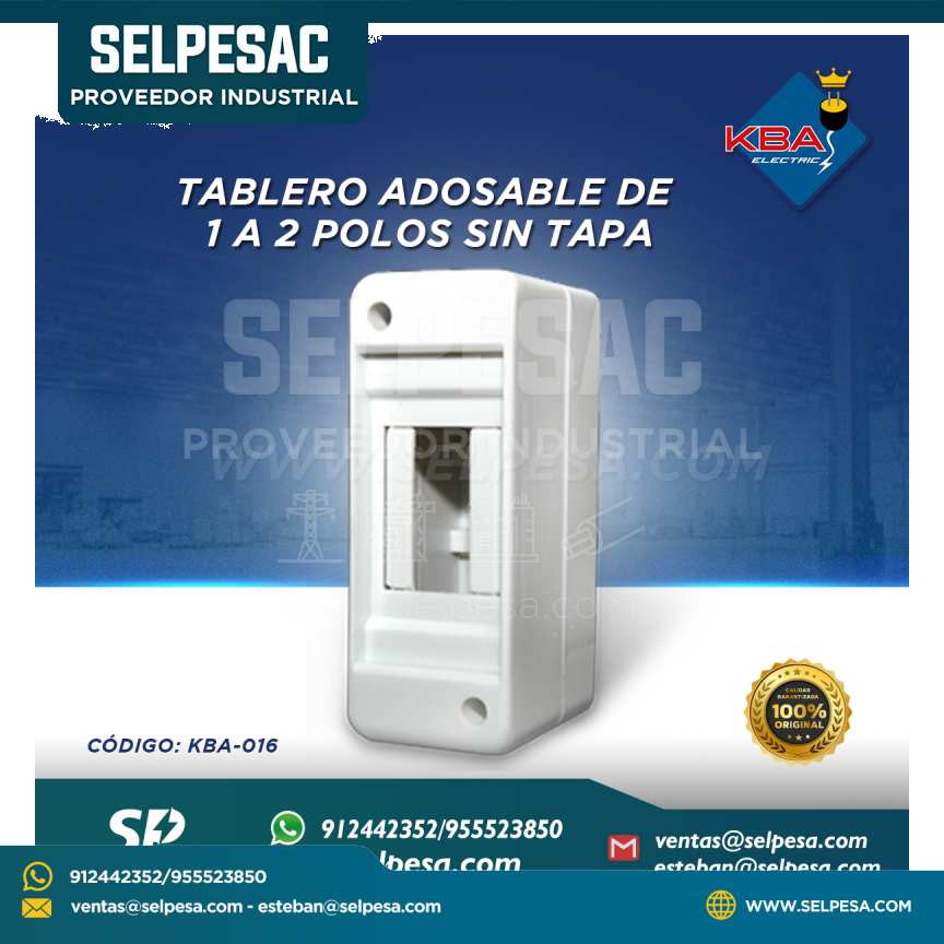 KBA -  TABLERO ADOSABLE DE 1 A 2 POLOS SON TAPA KBA-016