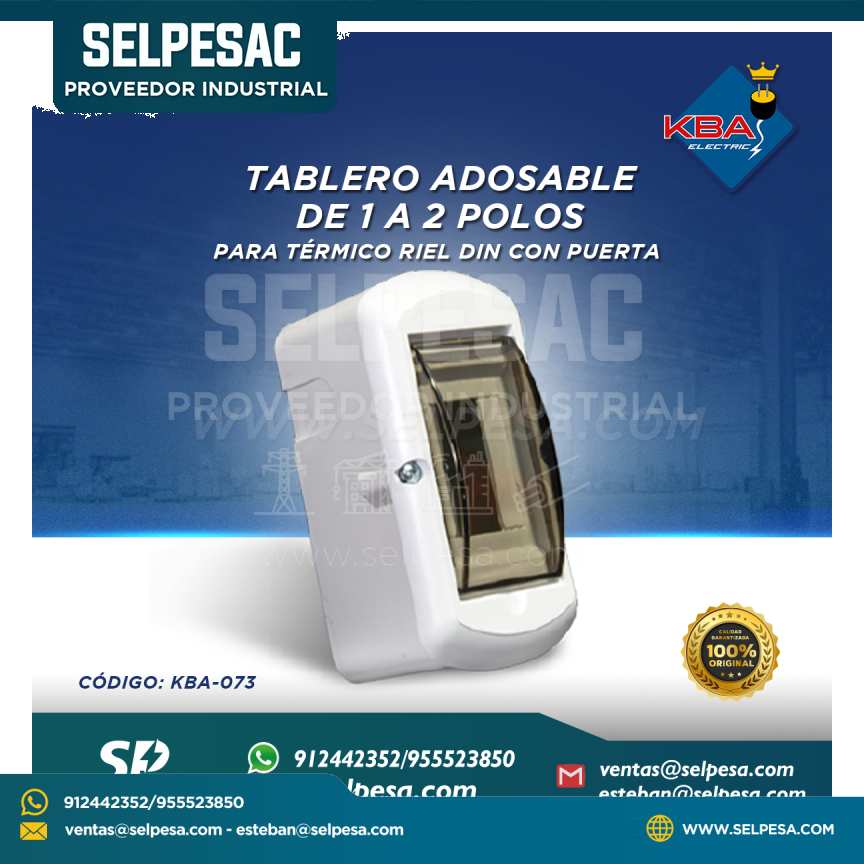 KBA - TABLERO ADOSABLE DE 1 A 2 POLOS PARA TÉRMICOS RIEL DIN CON PUERTA KBA-073