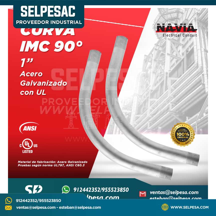 NAVIA CONDUIT - CURVA IMC 90° 1´´ ACERO GALVANIZADO CON UL ANSI