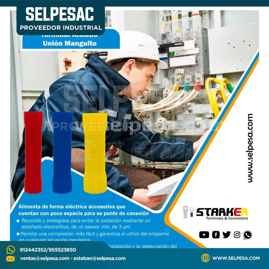 STARKER TERMINAL AISLADO UNION MANGUITO AMARILLO CABLE 12-10AWG