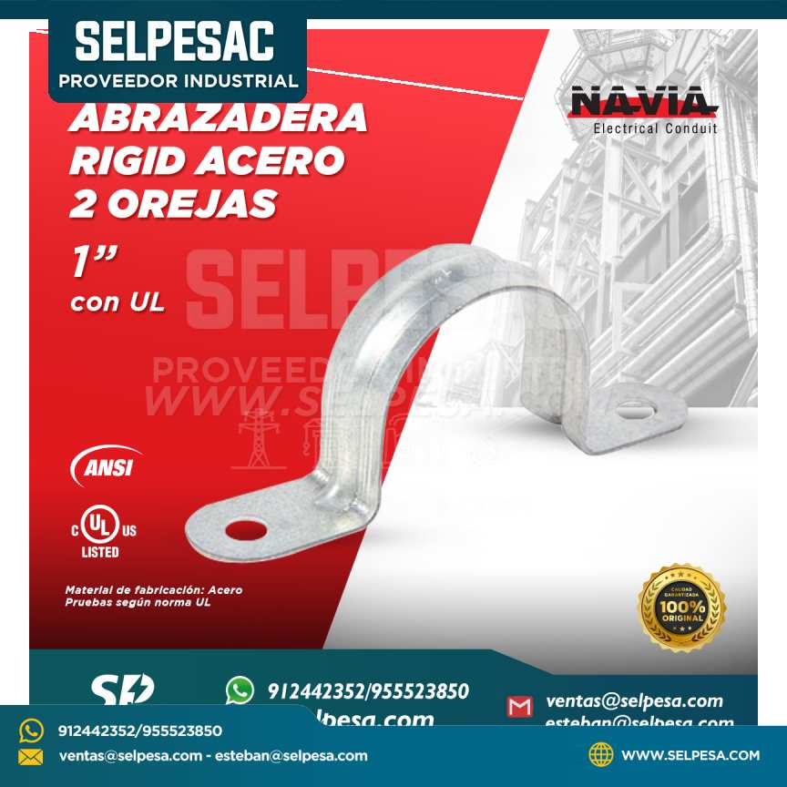 NAVIA CONDUIT - ABRAZADERA RIGID DE ACERO 2 OREJAS 1´´ CON UL