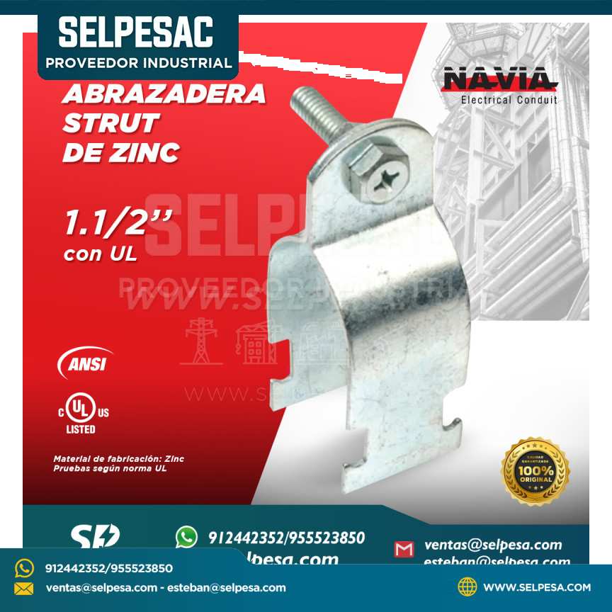 NAVIA CONDUIT - ABRAZADERA STRUT DE ZINC 1.1/2´´ CON UL