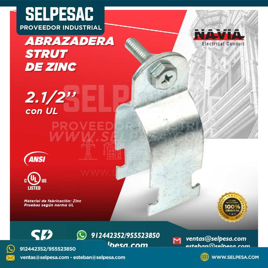 NAVIA CONDUIT - ABRAZADERA STRUT DE ZINC 2.1/2´´ CON UL