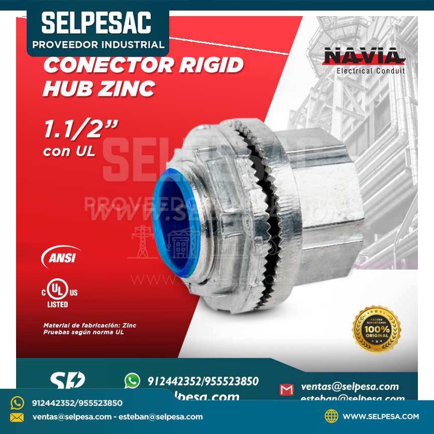 NAVIA CONDUIT - CONECTOR RIGID HUB ZINC 1.1/2´´ CON UL