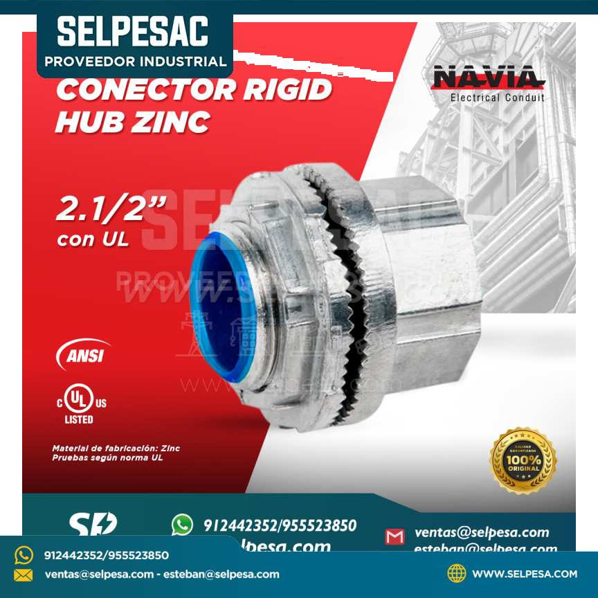 NAVIA CONDUIT - CONECTOR RIGID HUB ZINC HERMÉTICO 2.1/2´´ CON UL