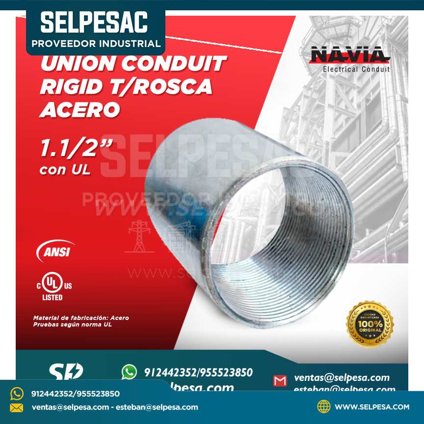 NAVIA CONDUIT - UNIÓN CONDUIT RIGID T-ROSCA DE ACERO 1.1/2´´ CON UL