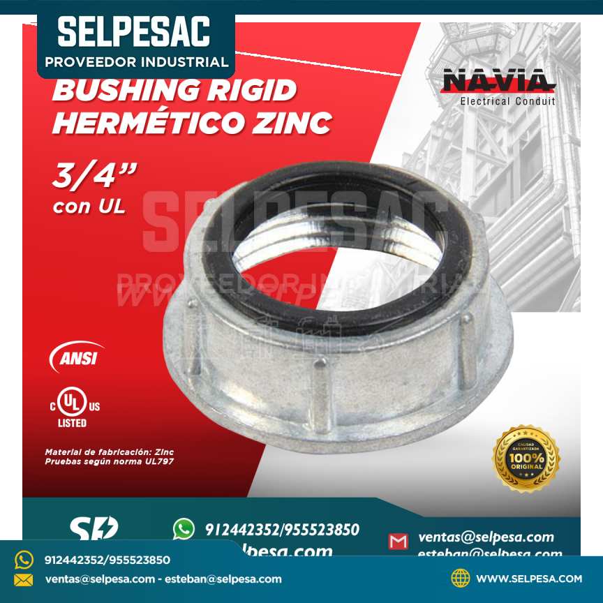 NAVIA CONDUIT - BUSHING RIGID 3/4´´ HERMÉTICO ZINC CON UL