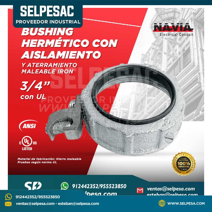 NAVIA CONDUIT - BUSHING RIGID HERMÉTICO 3/4´´ HIERRO MALEABLE CON UL