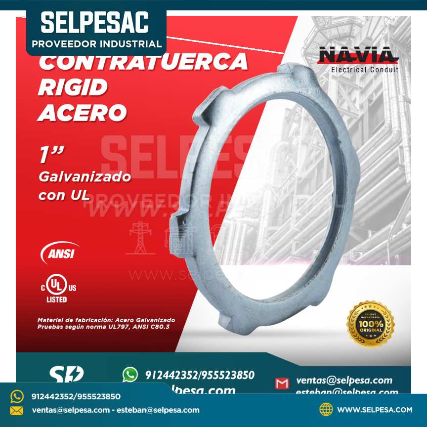 NAVIA CONDUIT - CONTRATUERCA RIGID 1´´ ACERO GALVANIZADO CON UL ANSI