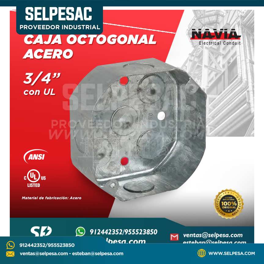 NAVIA CONDUIT - CAJA OCTOGONAL DE ACERO 3/4´´ CON UL