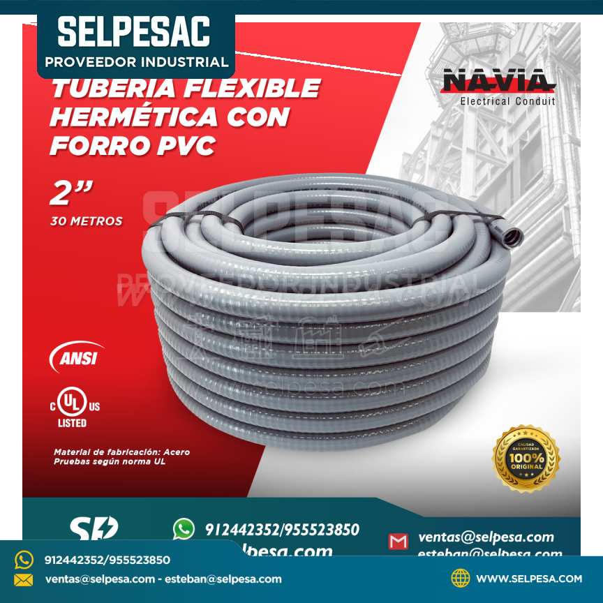 NAVIA CONDUIT - TUBERÍA FLEXIBLE HERMÉTICA CON FORRO PVC 2´´ 30 MTS CON UL