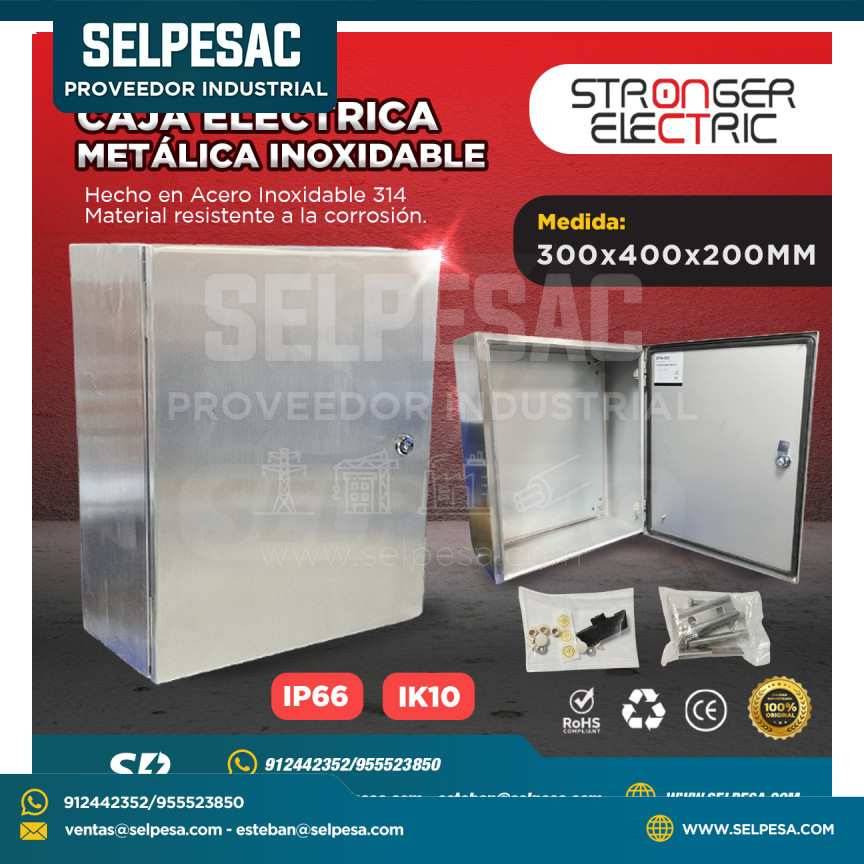 STRONGER ELECTRIC - CAJA ELECTRICA METÁLICA INOXIDABLE 300X400X200MM