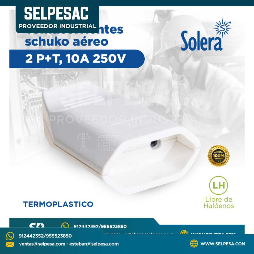SOLERA - TOMACORRIENTE SCHUKO 2P+T, 10A 250V TERMOPLÁSTICO