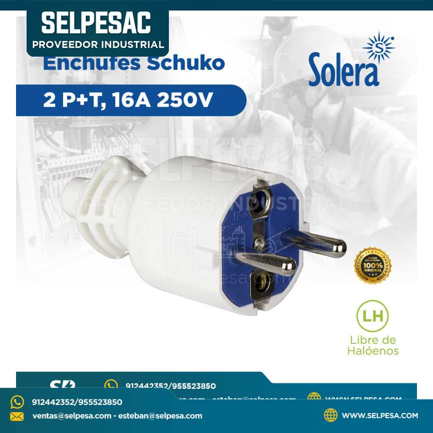 SOLERA - ENCHUFE SCHUKO 2P+T, 16A 250V BLANCO