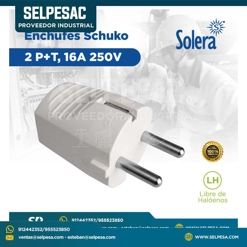 SOLERA - ENCHUFE SCHUKO 2P+T, 16A 250V