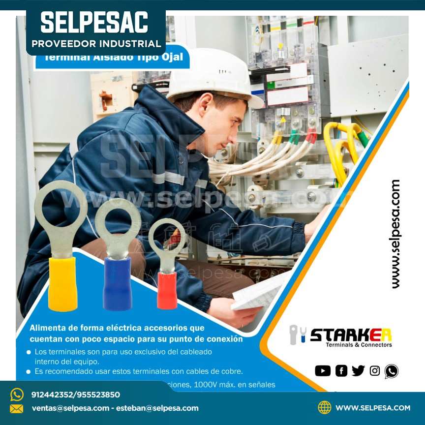 STARKER TERMINAL AISLADO TIPO OJAL 5/32´´ AMARILLO CABLE 12-10AWG