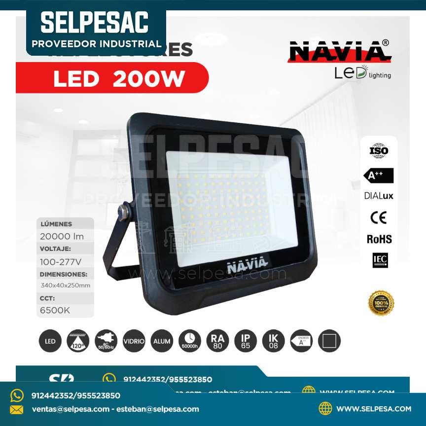 NAVIA - REFLECTORES LED 200W 20000LUM 185-265V 6500K CE ROHS