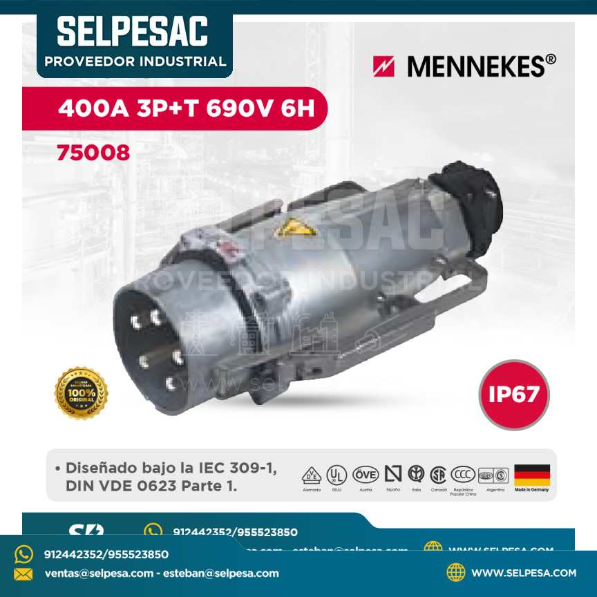 MENNEKES - ENCHUFE 400A 3P+T 690V 6H - 75008