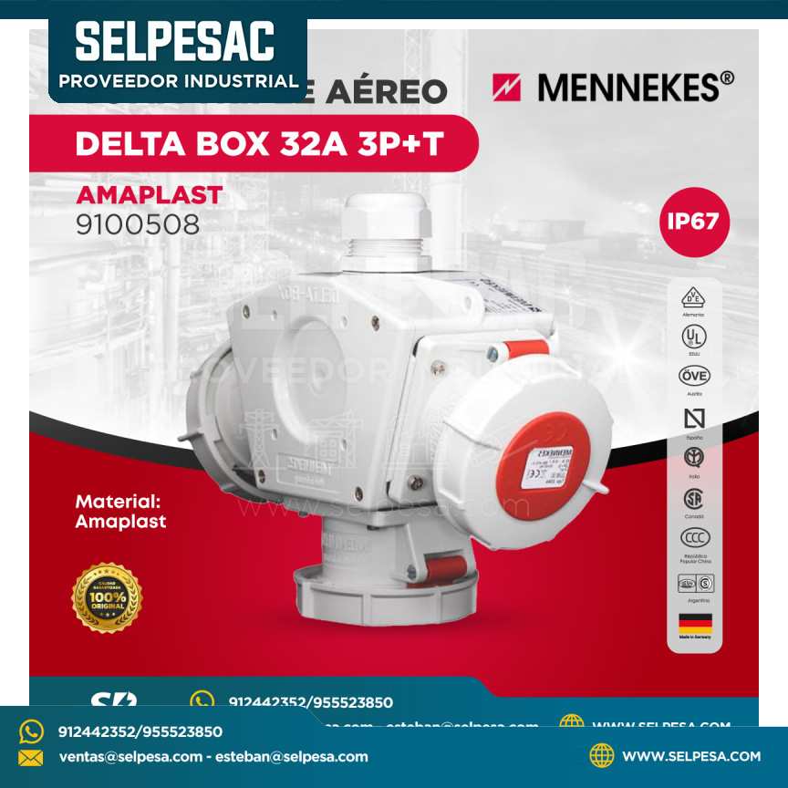 MENNEKES - TOMA TRIPLE AÉREO DELTA BOX 32A 3P+T IP67 - 9100508
