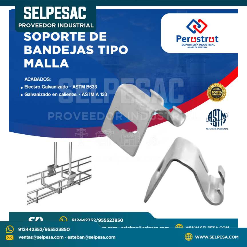 PERUSTRUT - SOPORTE DE BANDEJAS TIPO MALLA ACERO ELECTRO GALVANIZADO ASTM B633