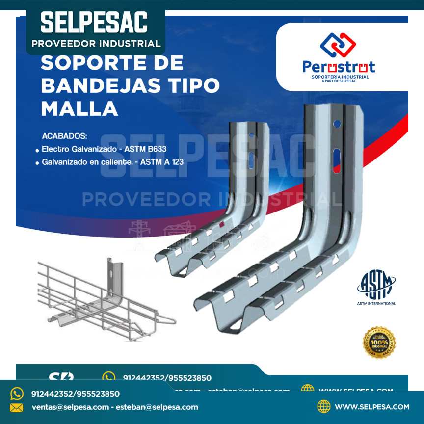 PERUSTRUT - SOPORTE DE BANDEJAS TIPO MALLA ELECTRO GALVANIZADO ASTM B633