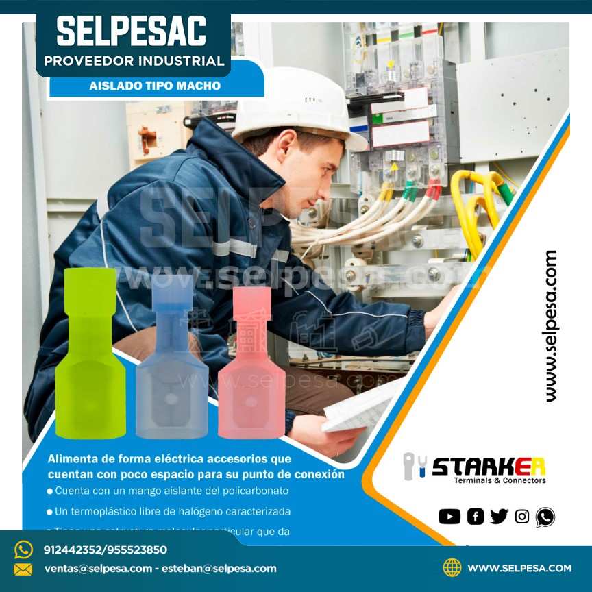 STARKER TERMINAL TOTALMENTE AISLADO MACHO NYLON AMARILLO CABLE 12-10 AWG