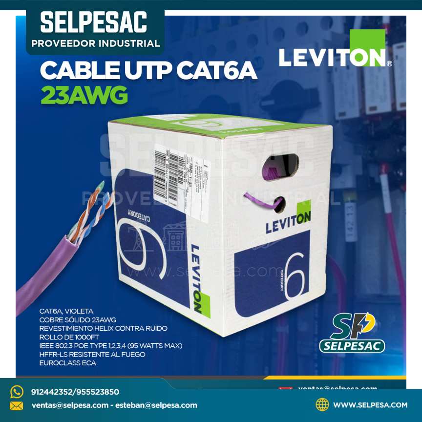 LEVITON - CABLE 23AWG UTP CAT6A VIOLETA LSHF/LSZH, EUROCLASS ECA