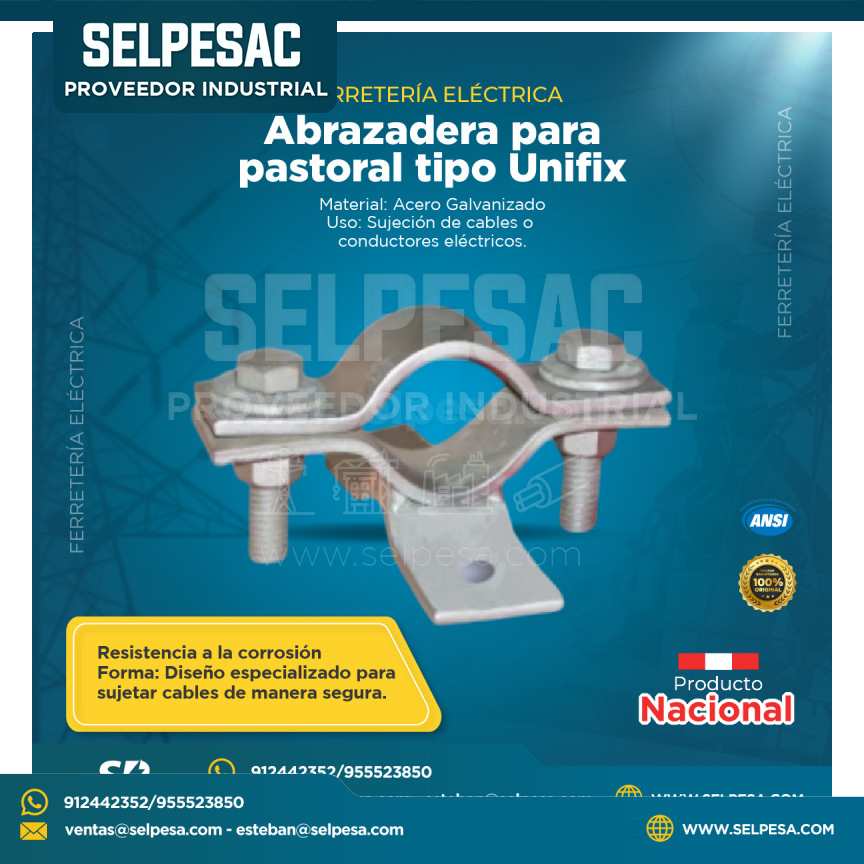FERRETERÍA ELECTRICA NACIONAL - ABRAZADERA PARA PASTORAL TIPO UNIFIX ACERO  - ANSI