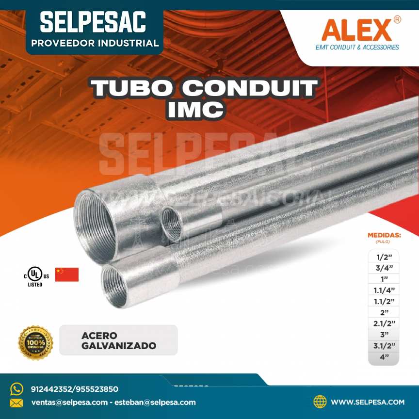 ALEX CONDUIT - TUBO CONDUIT IMC ACERO GALVANIZADO CON UL