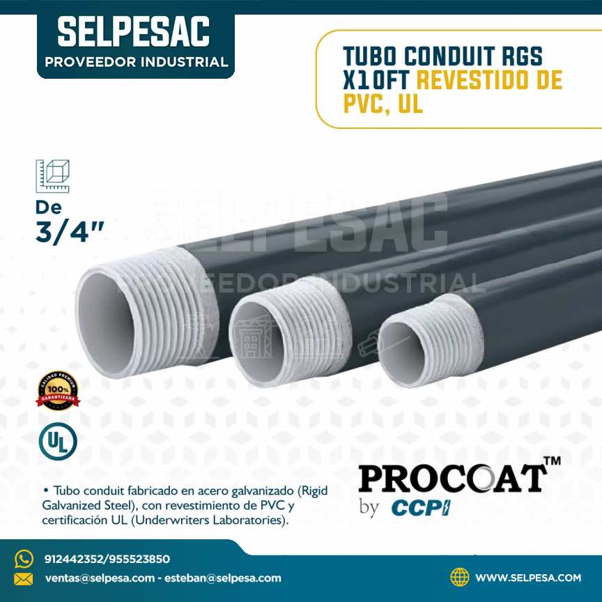 PROCOAT - TUBO CONDUIT RGS X 10FT 3/4´´ REVESTIDO DE PVC, UL