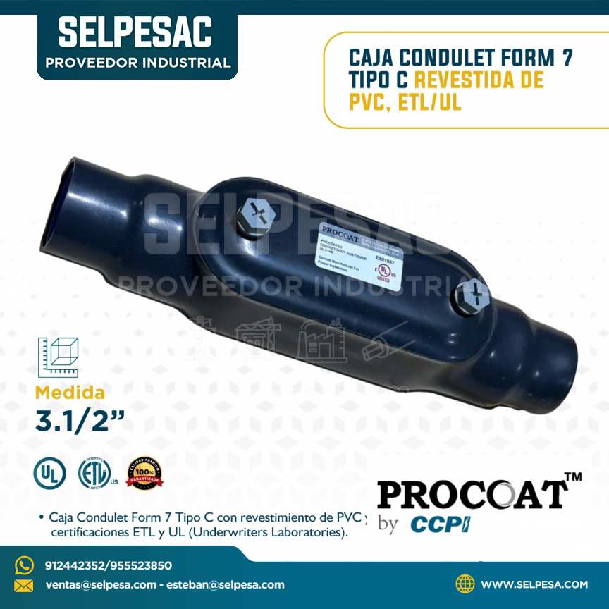 PROCOAT - CAJA CONDULET FORM 7 DE ACERO 2.1/2´´ TIPO C REVESTIDA DE PVC, ETL/UL