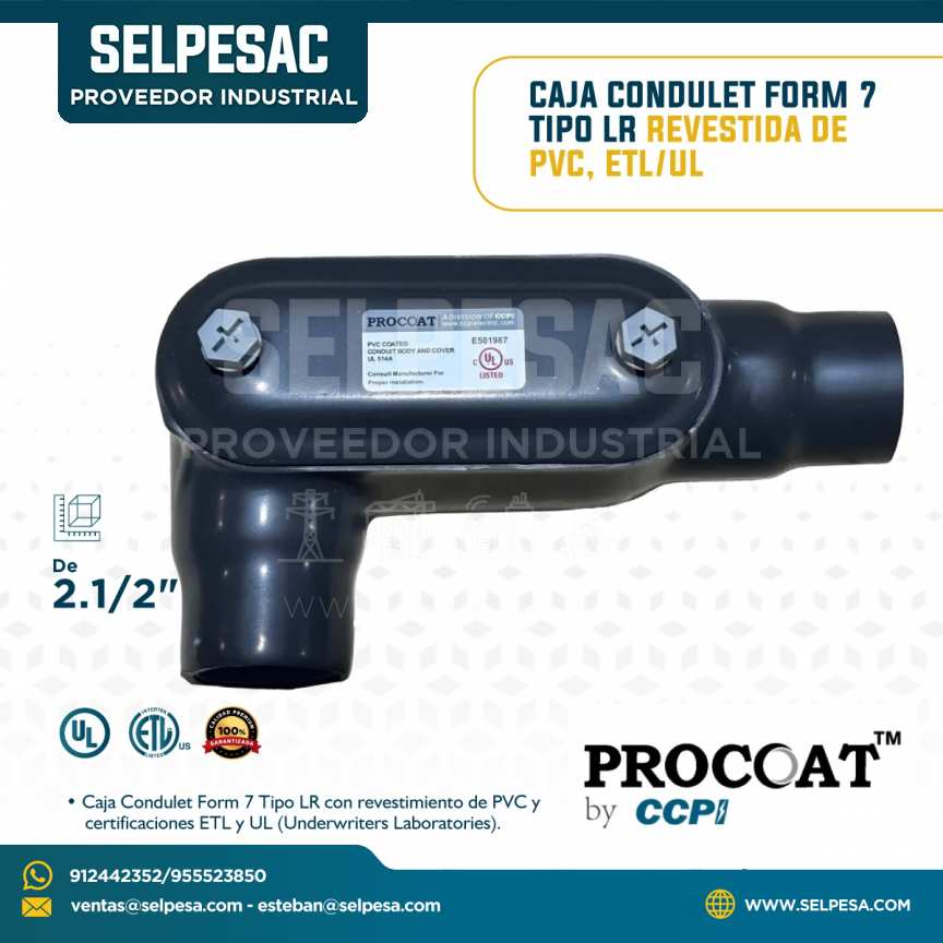 PROCOAT - CAJA CONDULET FORM 7 DE ACERO TIPO LR 2.1/2´´ REVESTIDA DE PVC, ETL-UL