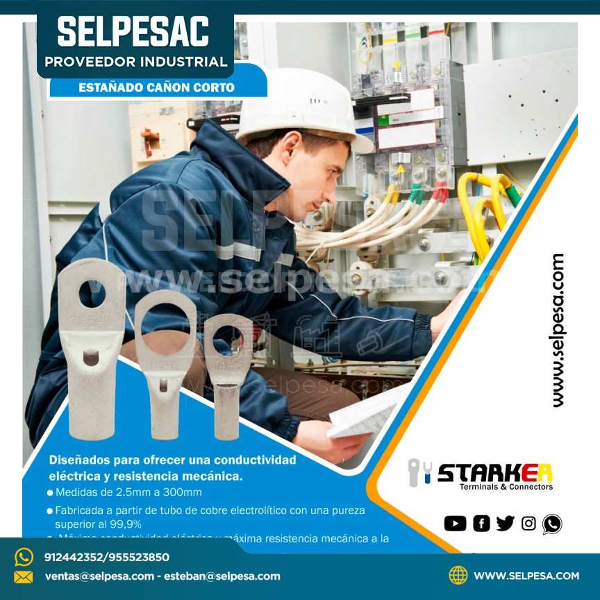 TERMINAL COMPRENCION COBRE ESTAÑADO CAÑA CORTA OJAL CABLE 4MM