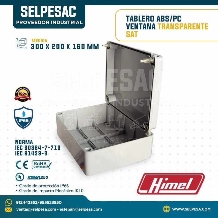 HIMEL - TABLERO ABS PC VENTANA TRANSPARENTE SAT 300x200x160MM IP66