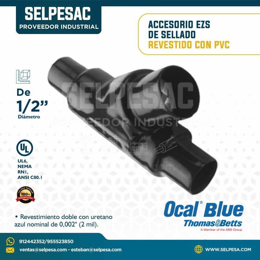 OCAL BLUE - ACCESORIO EZS DE ACERO REVESTIDO CON PVC, UL 1/2´´