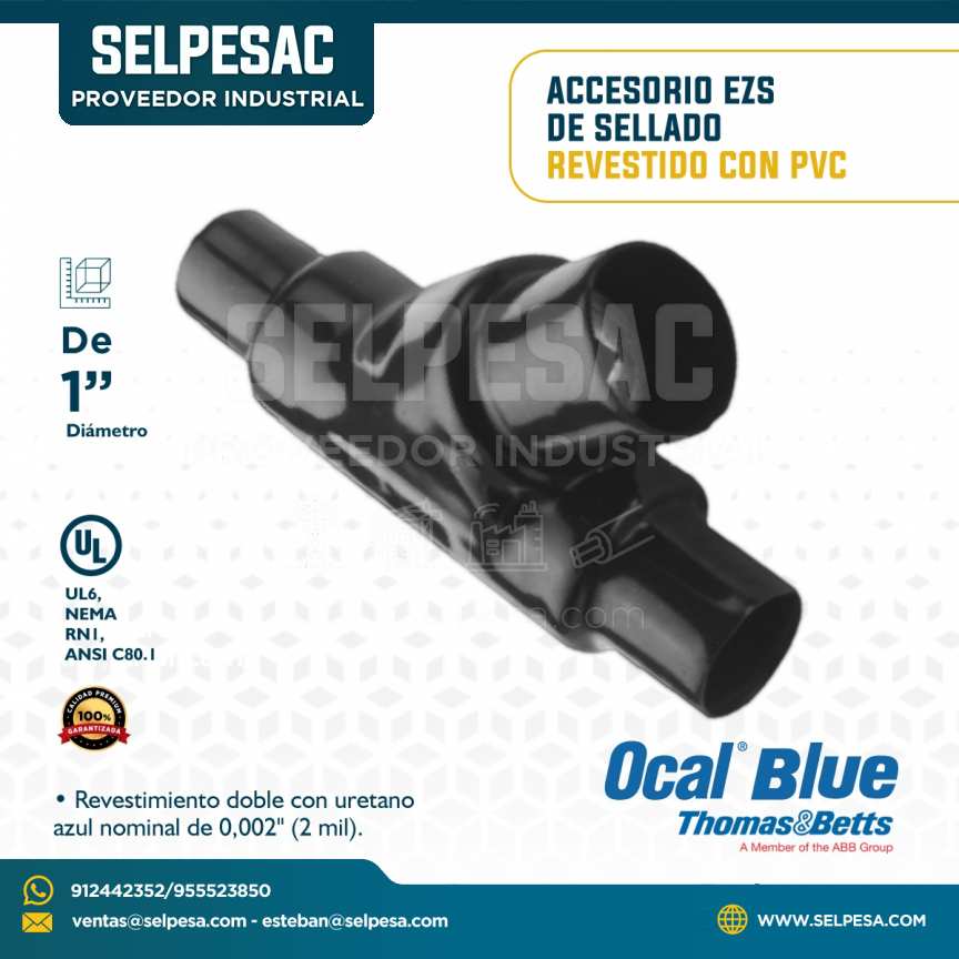 OCAL BLUE - ACCESORIO EZS DE ACERO REVESTIDO CON PVC, UL 1´´