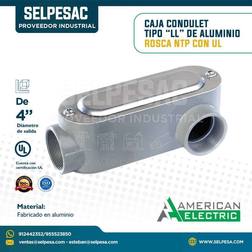 AMERICAN ELECTRIC - CAJA CONDULET TIPO LL DE ALUMINIO ROSCA NTP CON UL 4´´