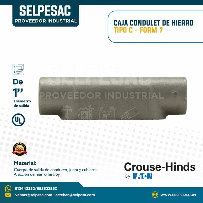 EATON CROUSE HINDS - CAJA CONDULET DE HIERRO TIPO C FORM 7 C/UL 1´´