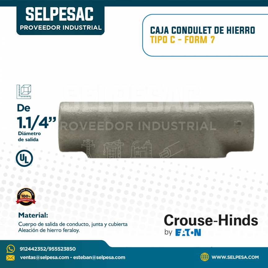 EATON CROUSE HINDS - CAJA CONDULET DE HIERRO TIPO C FORM 7 C/UL 1.1/4´´