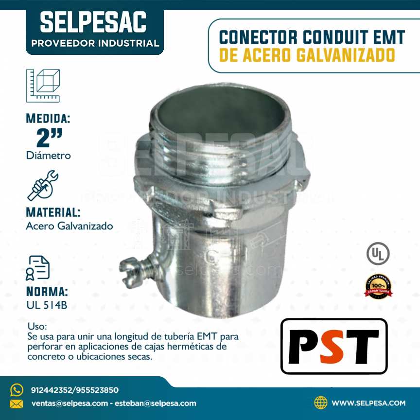 PST - CONECTOR CONDUIT EMT DE ACERO GALVANNIZADO 2´´