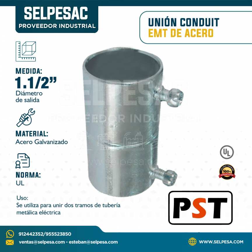 PST - UNIÓN CONDUIT EMT DE ACERO CON UL 1.1/2´´
