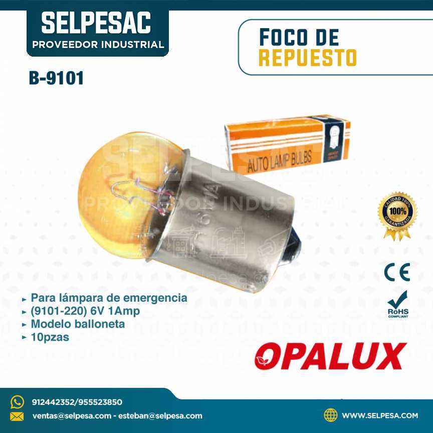 OPALUX - FOCO DE REPUESTO 220V 6A 1AMP B-9101