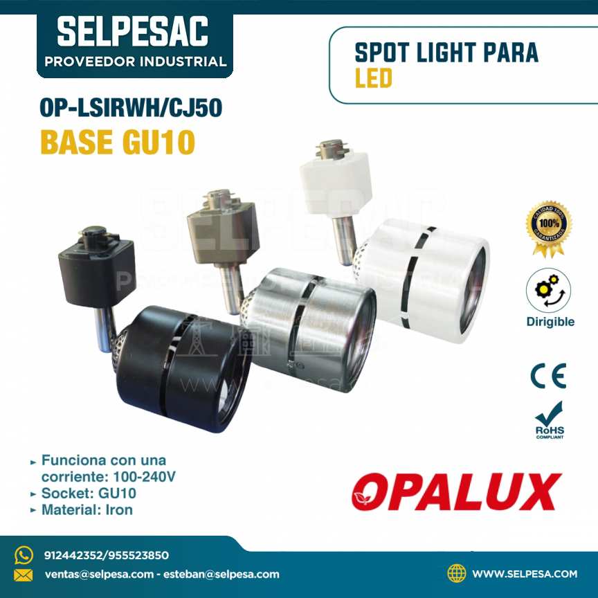 OPALUX - SPOT LIGTH PARA LED BASE GU10 OP-LSIRWH-CJ50