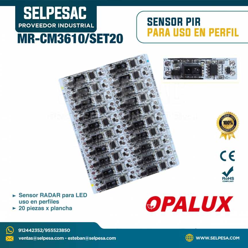 OPALUX - SENSOR RADAR PARA LED USO EN PERFIL - MR-CM3610-SET20