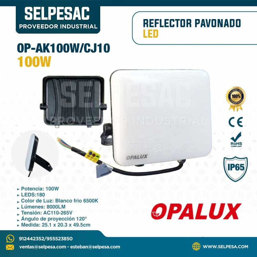 OPALUX - REFLECTOR PAVONADO LED 100W 6500K 8000LUM AC110-265V IP65 OP-AK100W/CJ10